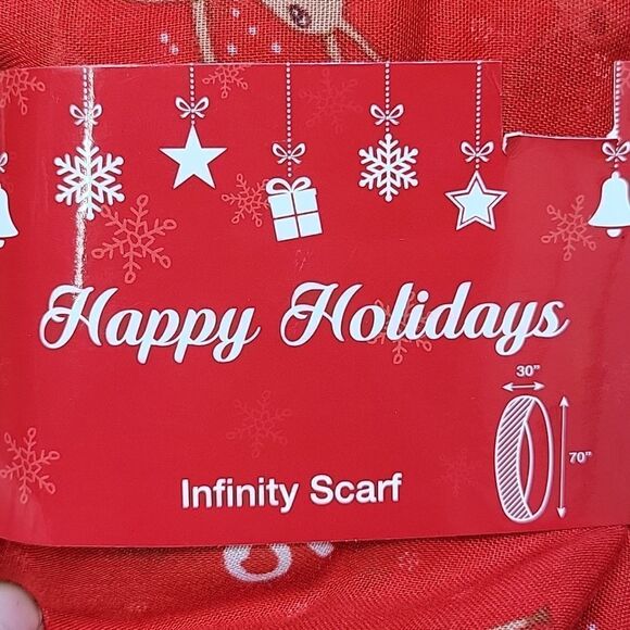 Happy Holidays Christmas "Oh Deer" Drinking Reindeer Infinity Scarf - Picture 2 of 7